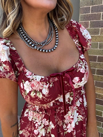Jaxx Merlot Floral Dress