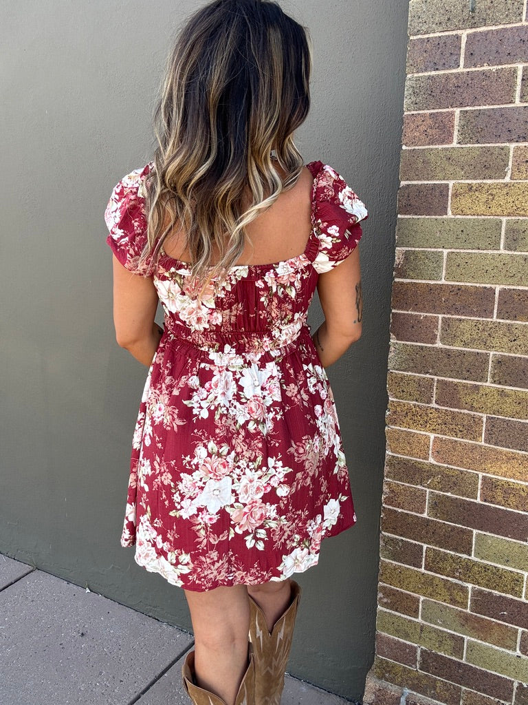 Jaxx Merlot Floral Dress