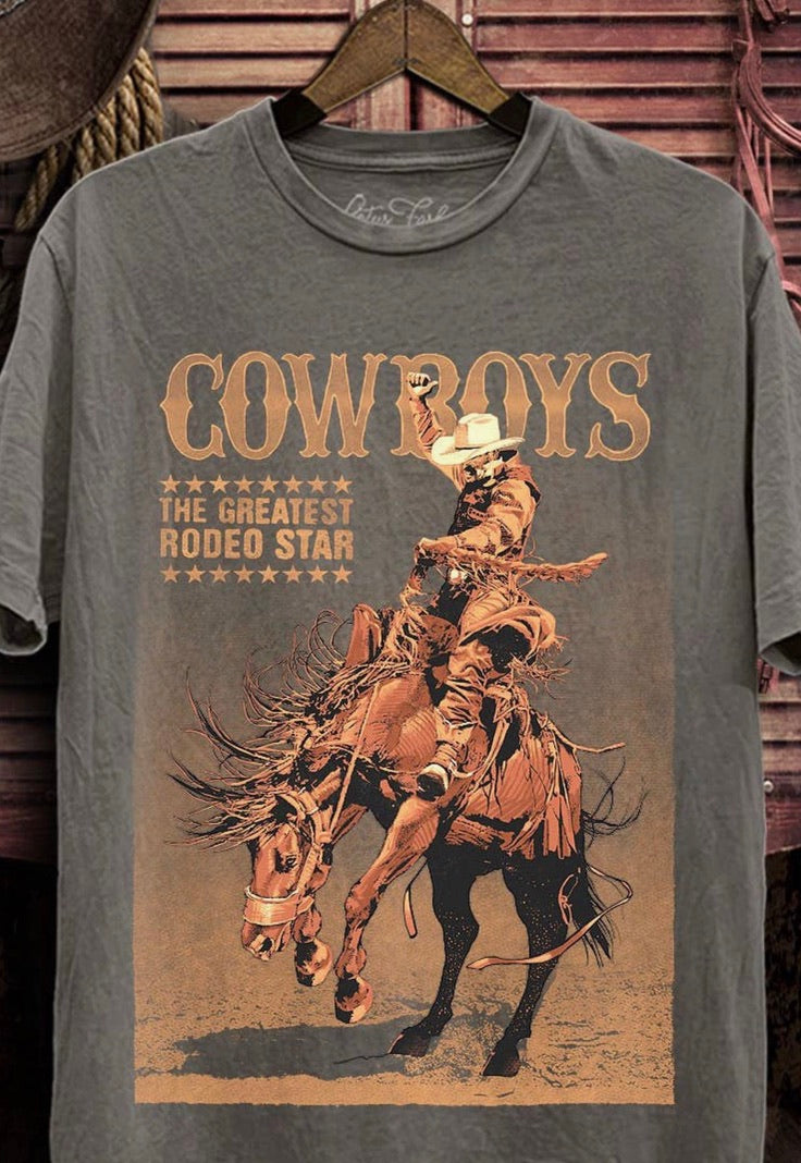 Cowboys Rodeo Star Graphic Tee- Charcoal