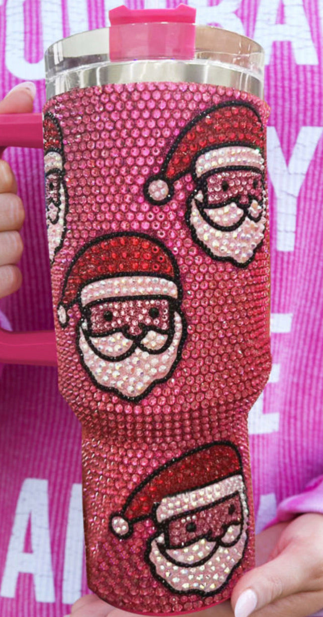 Christmas Santa Rhinestone Tumbler
