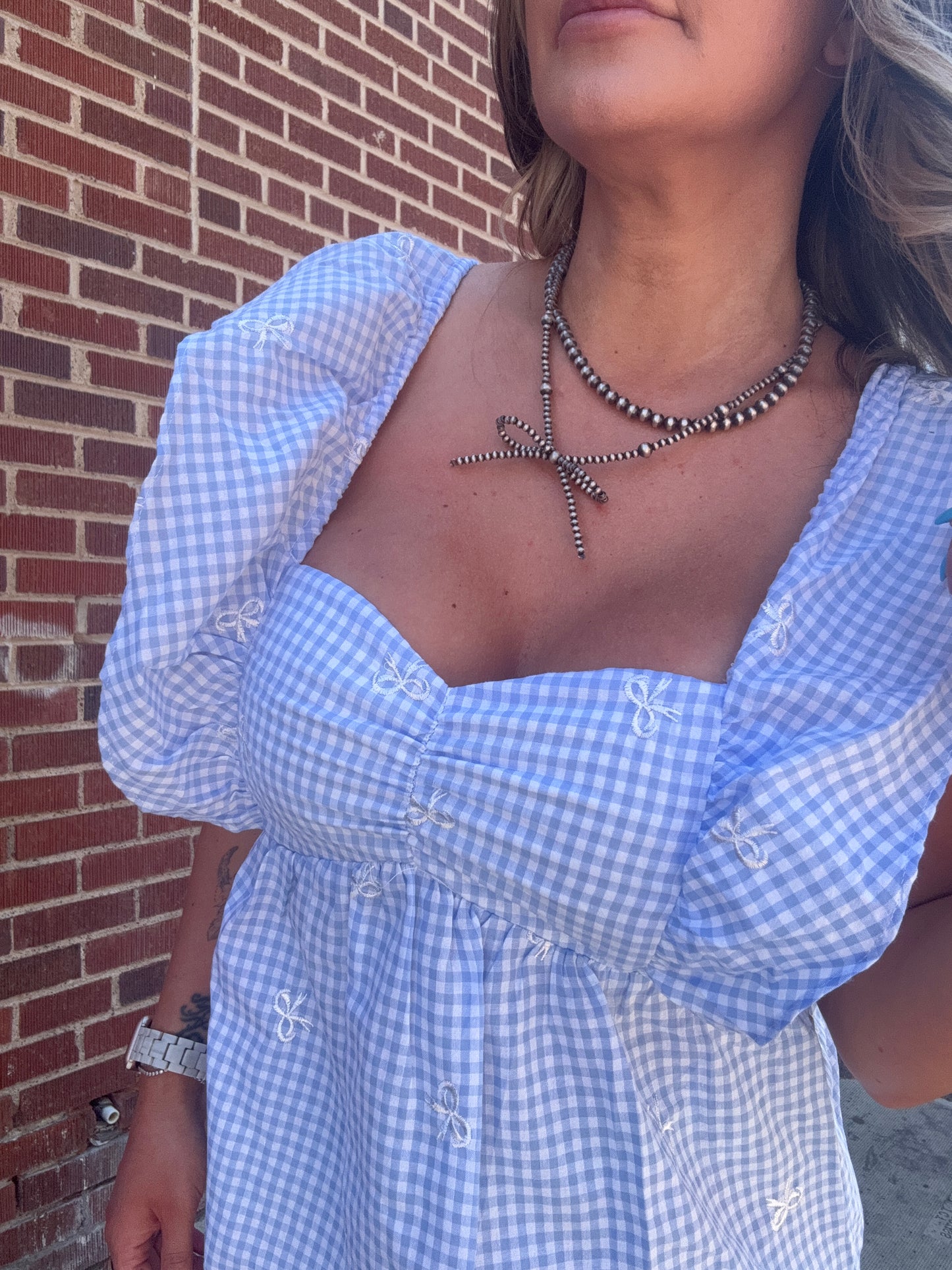Jayde Gingham and Bows- Blue