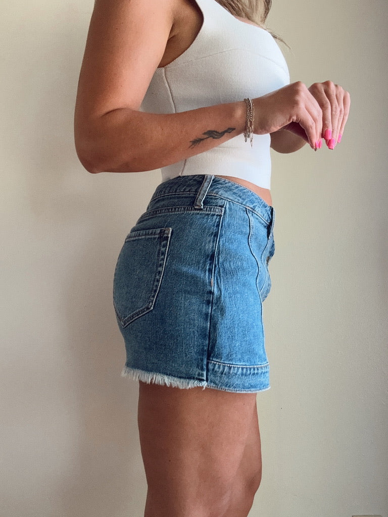 Platte Denim Button Skort