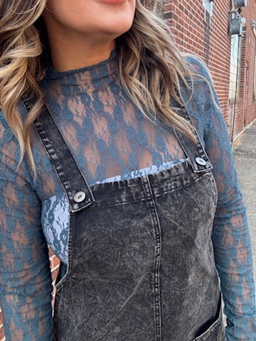Forest Sheer Layer Shirt- Teal Lace