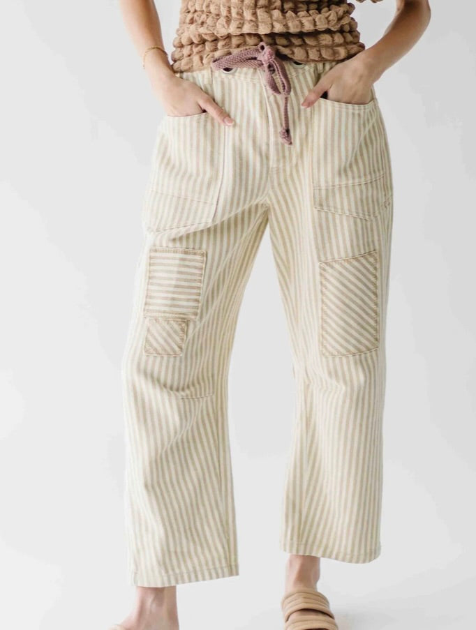 Twilly Striped Barrel Twill Jean