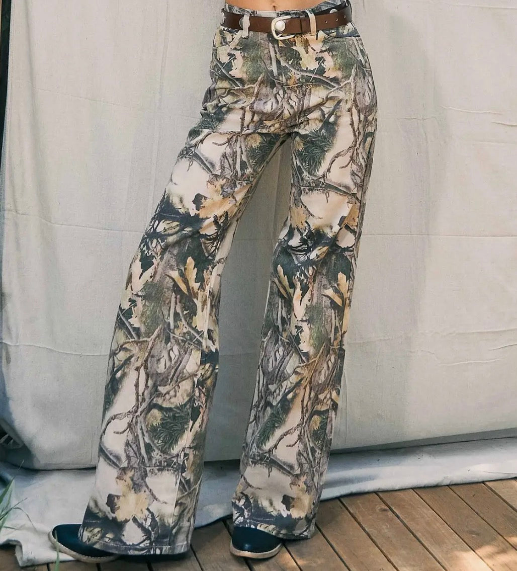 Cutie Camo Wide Leg Denim Jean