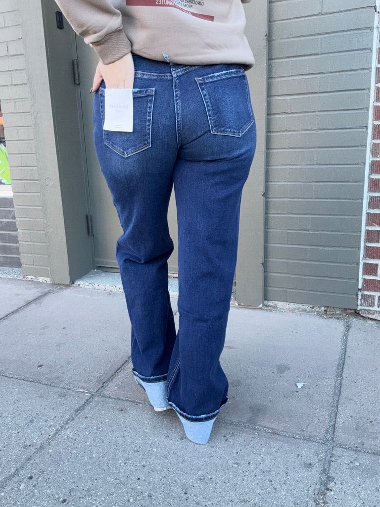 Steamboat Dark Wash Denim Cuffed Jeans