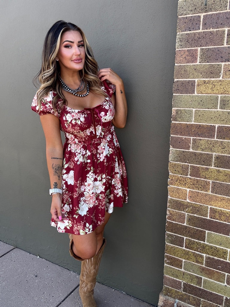 Jaxx Merlot Floral Dress