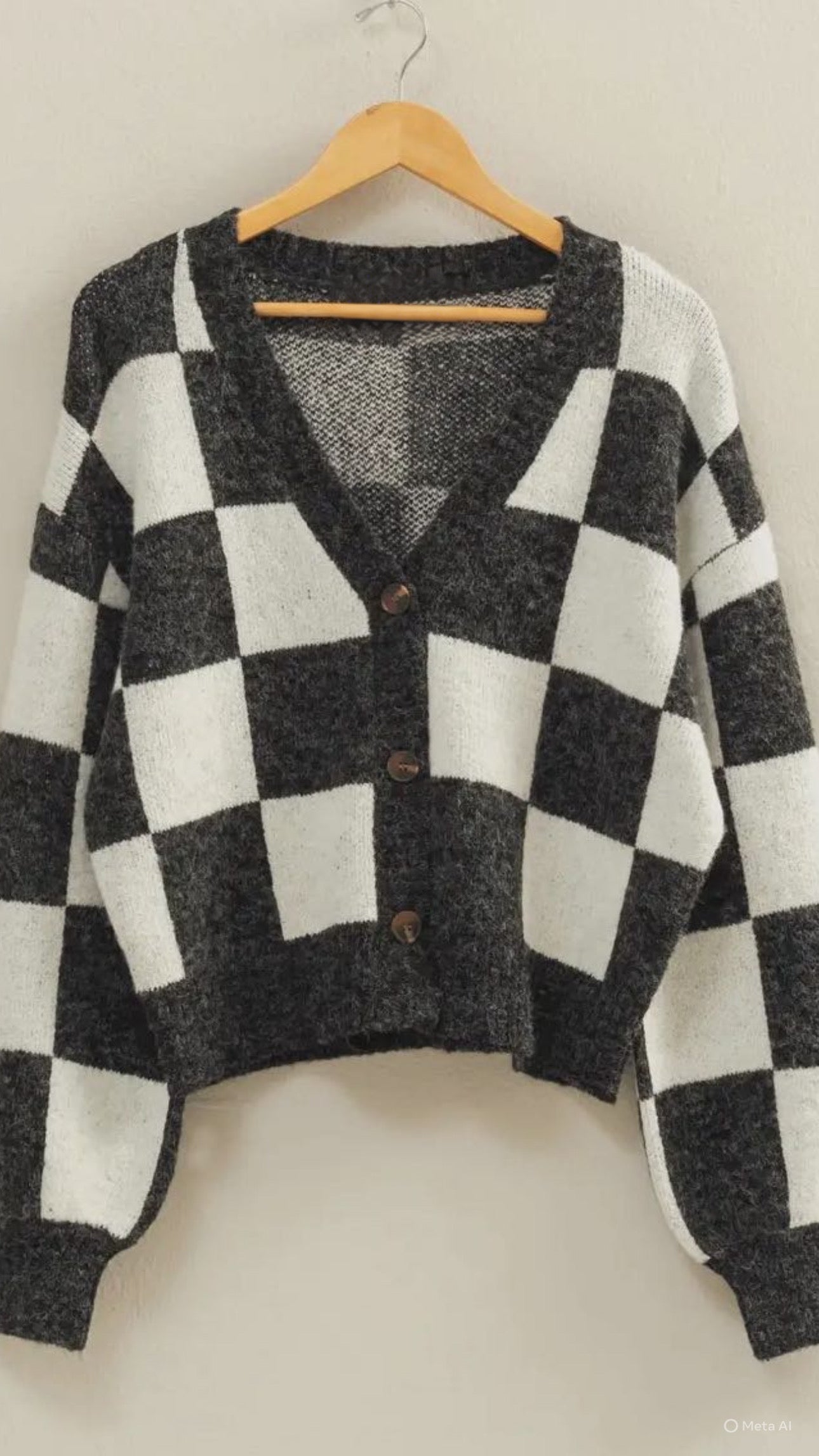 Check Me Out Checkered Button Cardigan Sweater