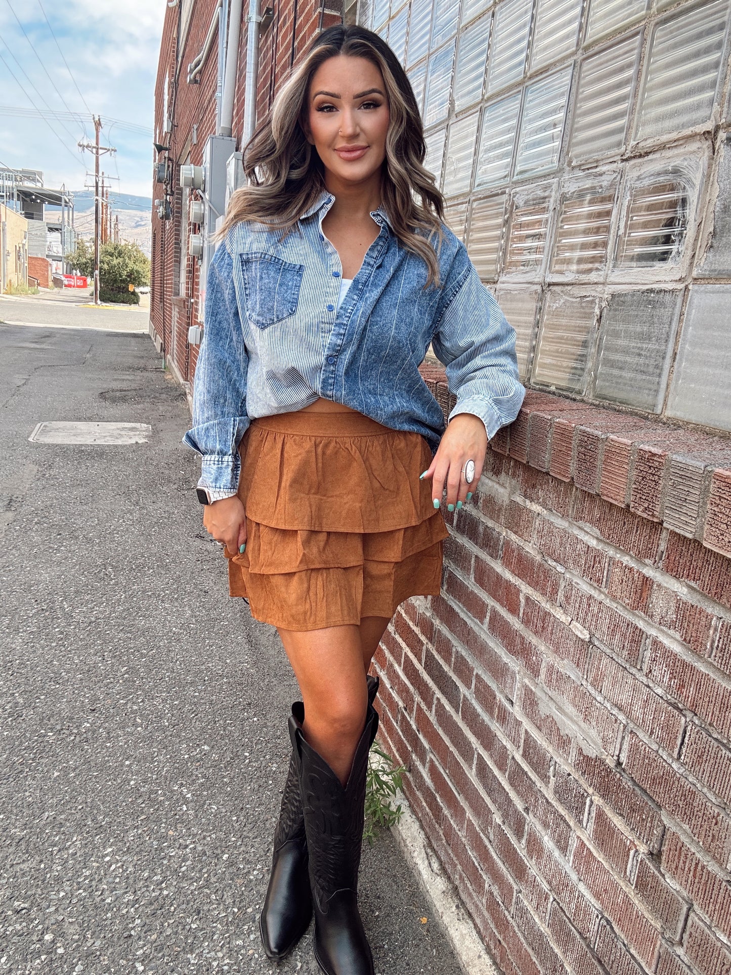Cattle Call Corduroy Skirt - Carmel