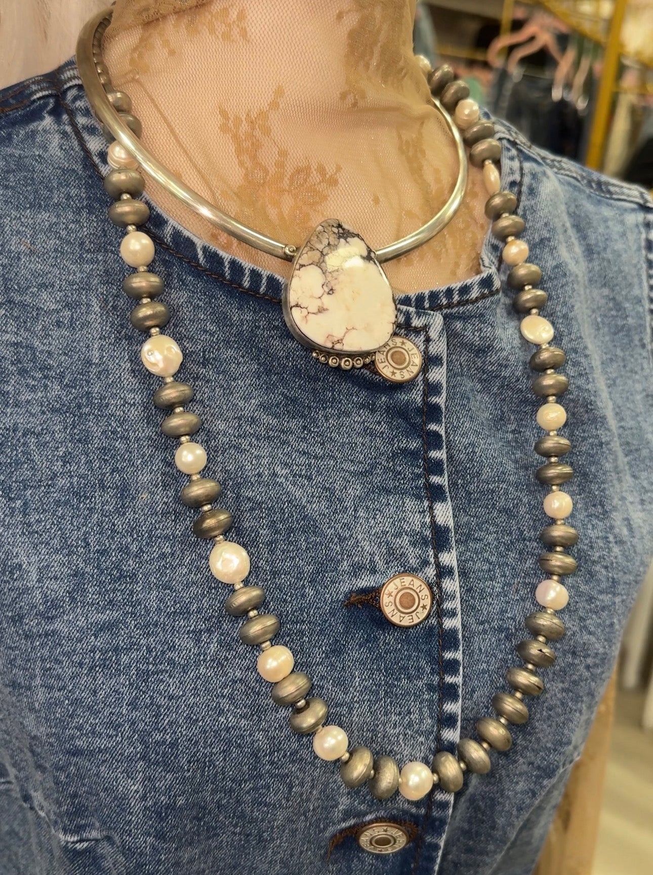 Authentic White Buffalo Turquoise Neck Hugger