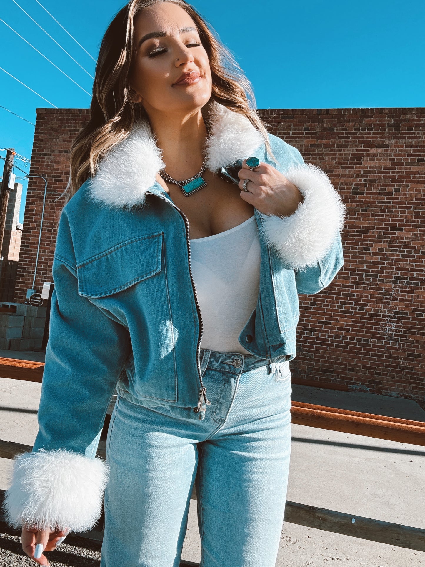 Jackpot Faux Fur Denim Jacket