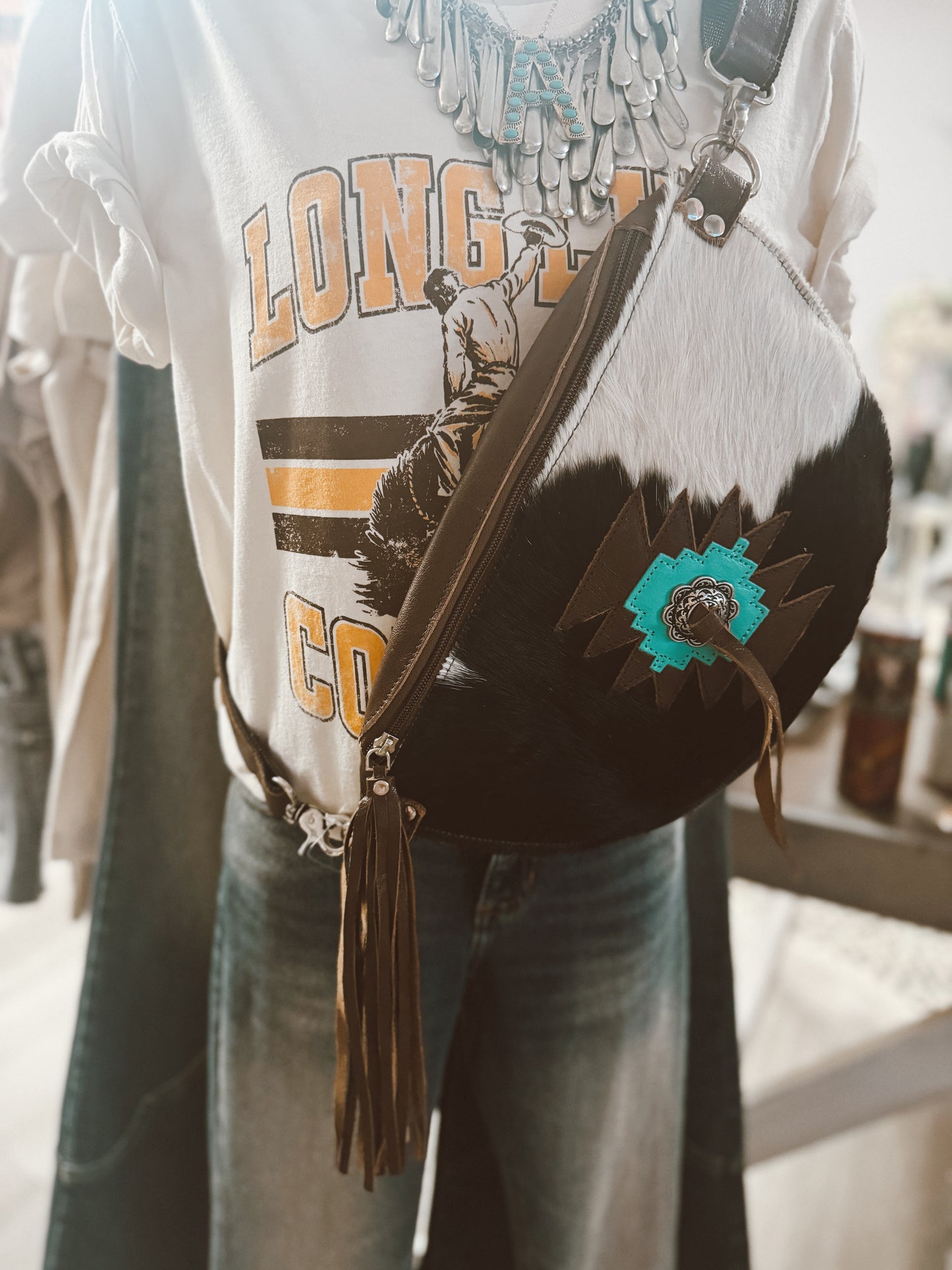Tower Junction Cowhide Fanny Pack/ Sling Bag