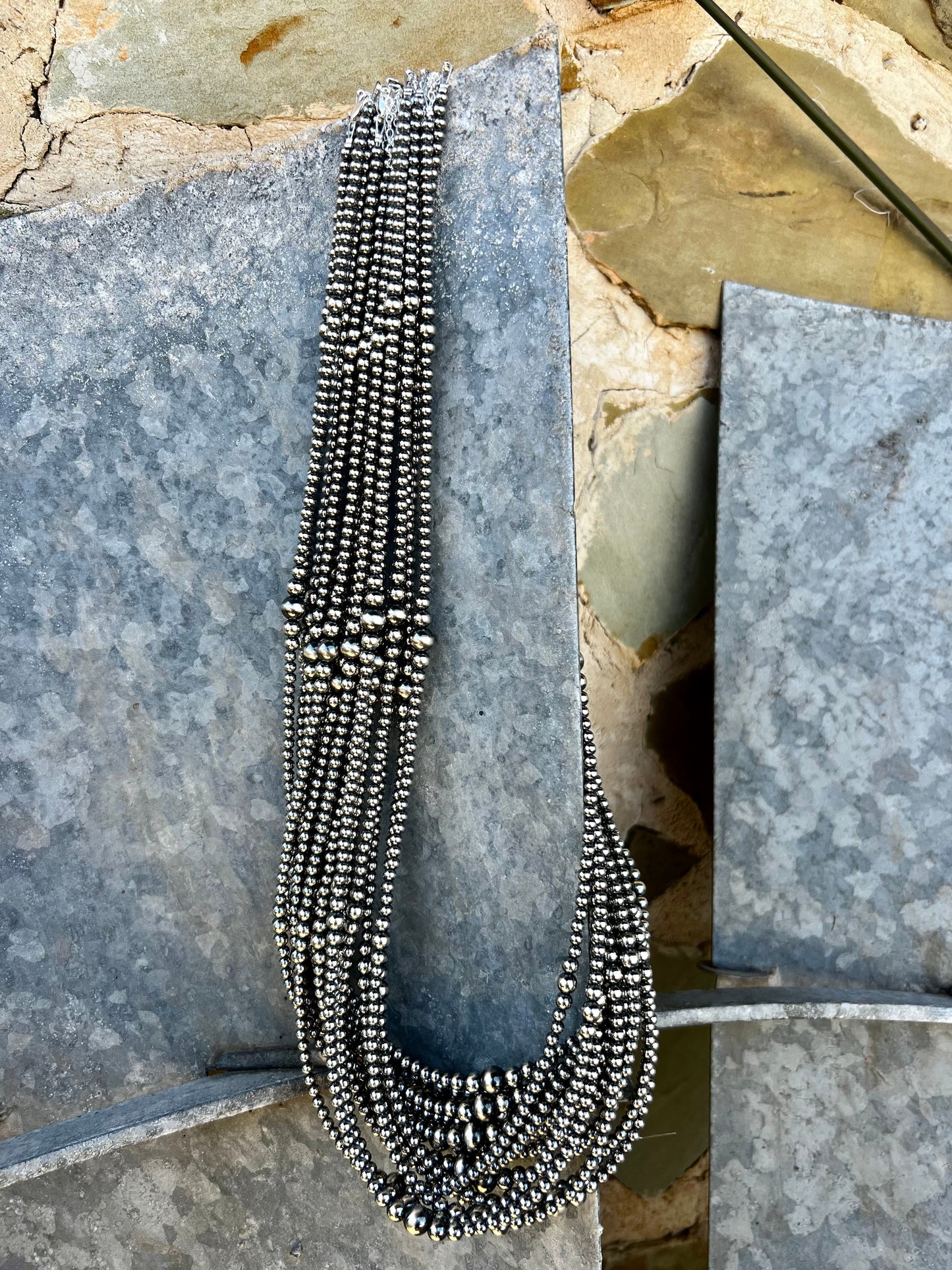 28 inch Sterling Silver Pearls necklace graduated