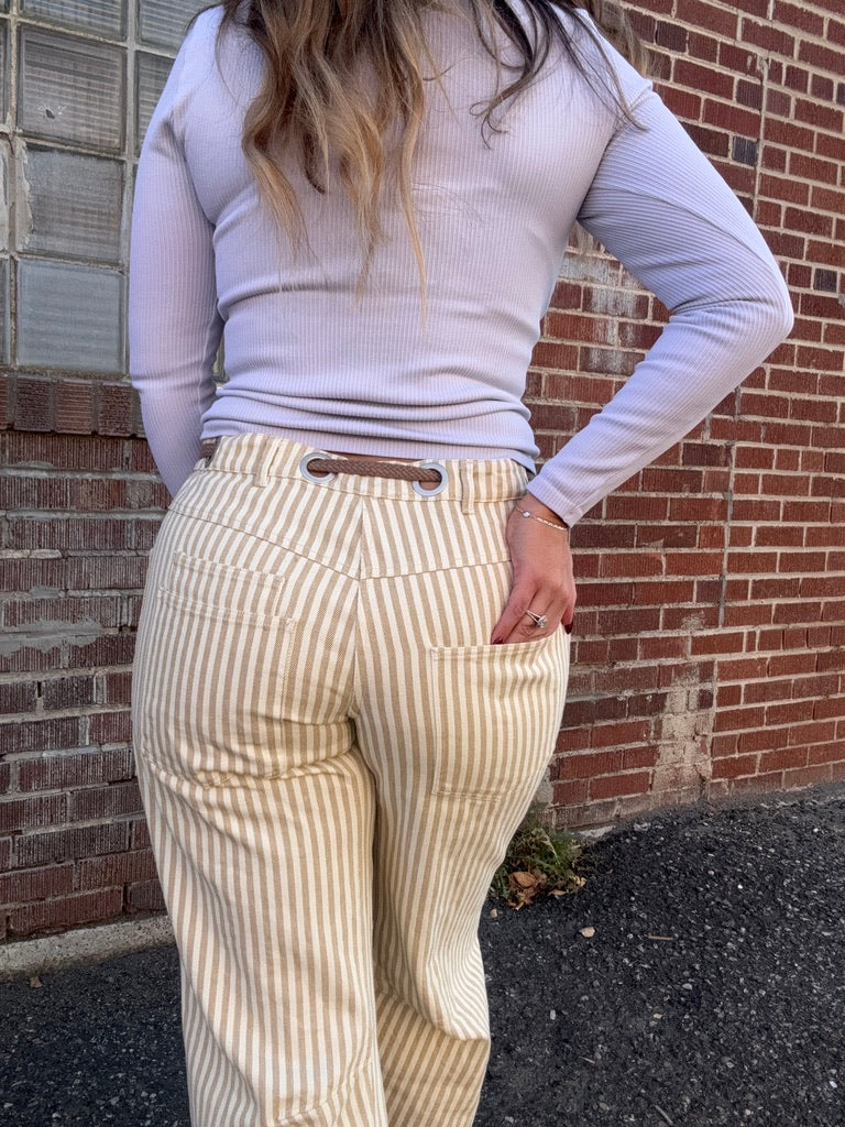 Twilly Striped Barrel Twill Jean