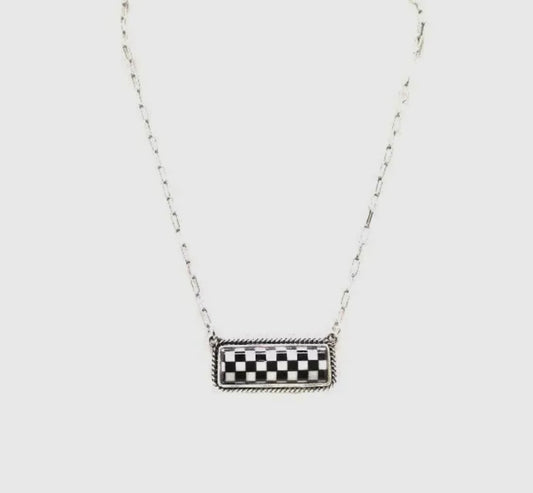Checkered Bar Necklace
