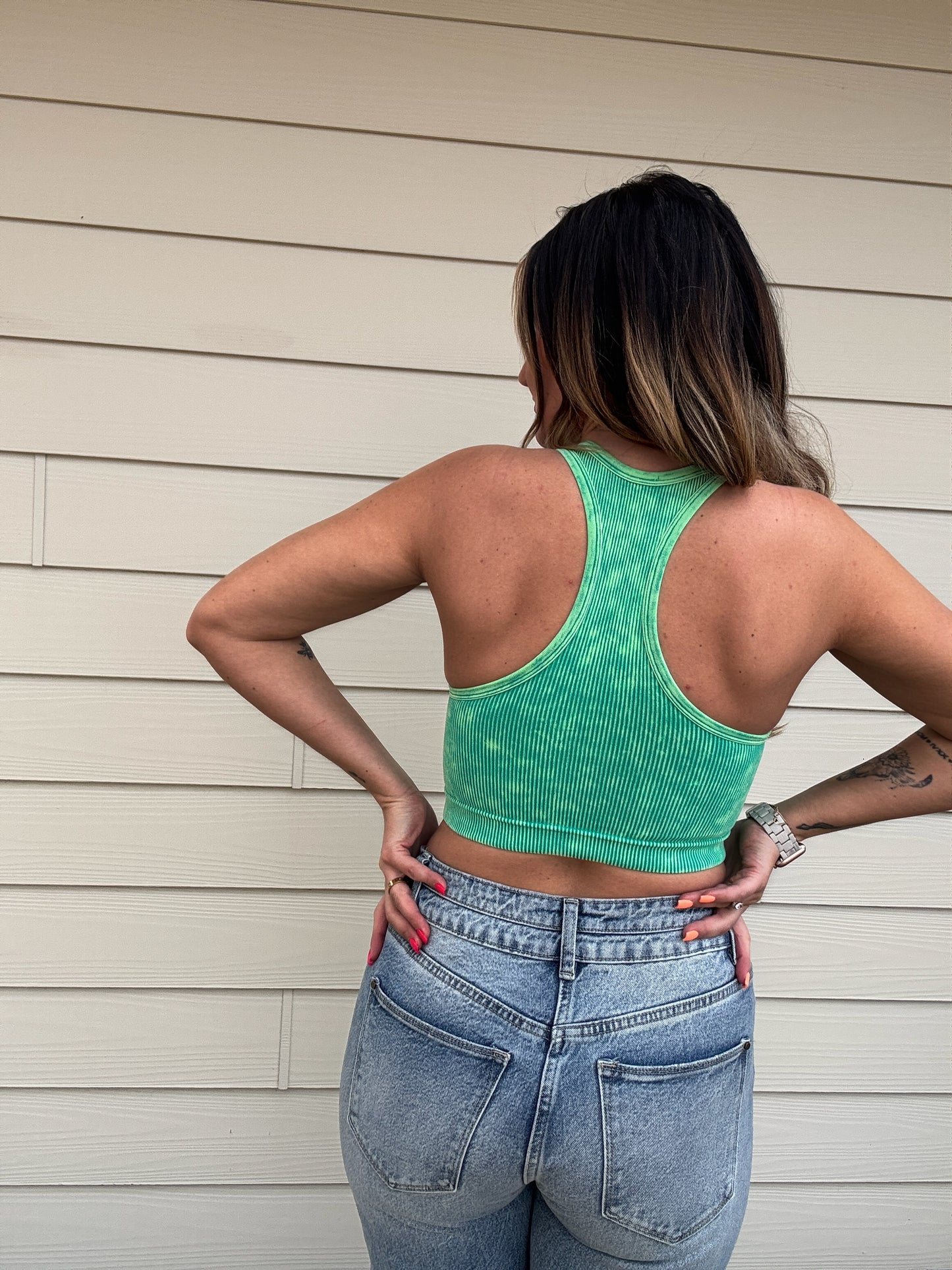 It Girl Ribbed Cropped Tank- Kelly Green