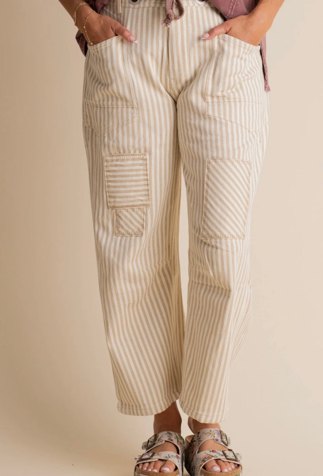 Twilly Striped Barrel Twill Jean