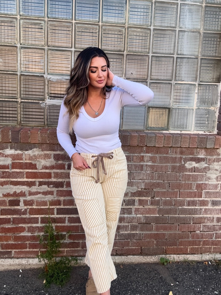 Twilly Striped Barrel Twill Jean