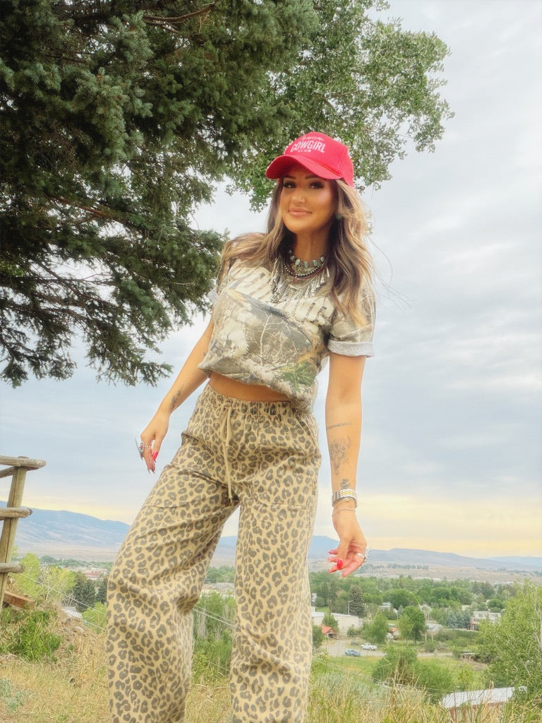 On the Prowl Leopard Denim Barrel Jeans