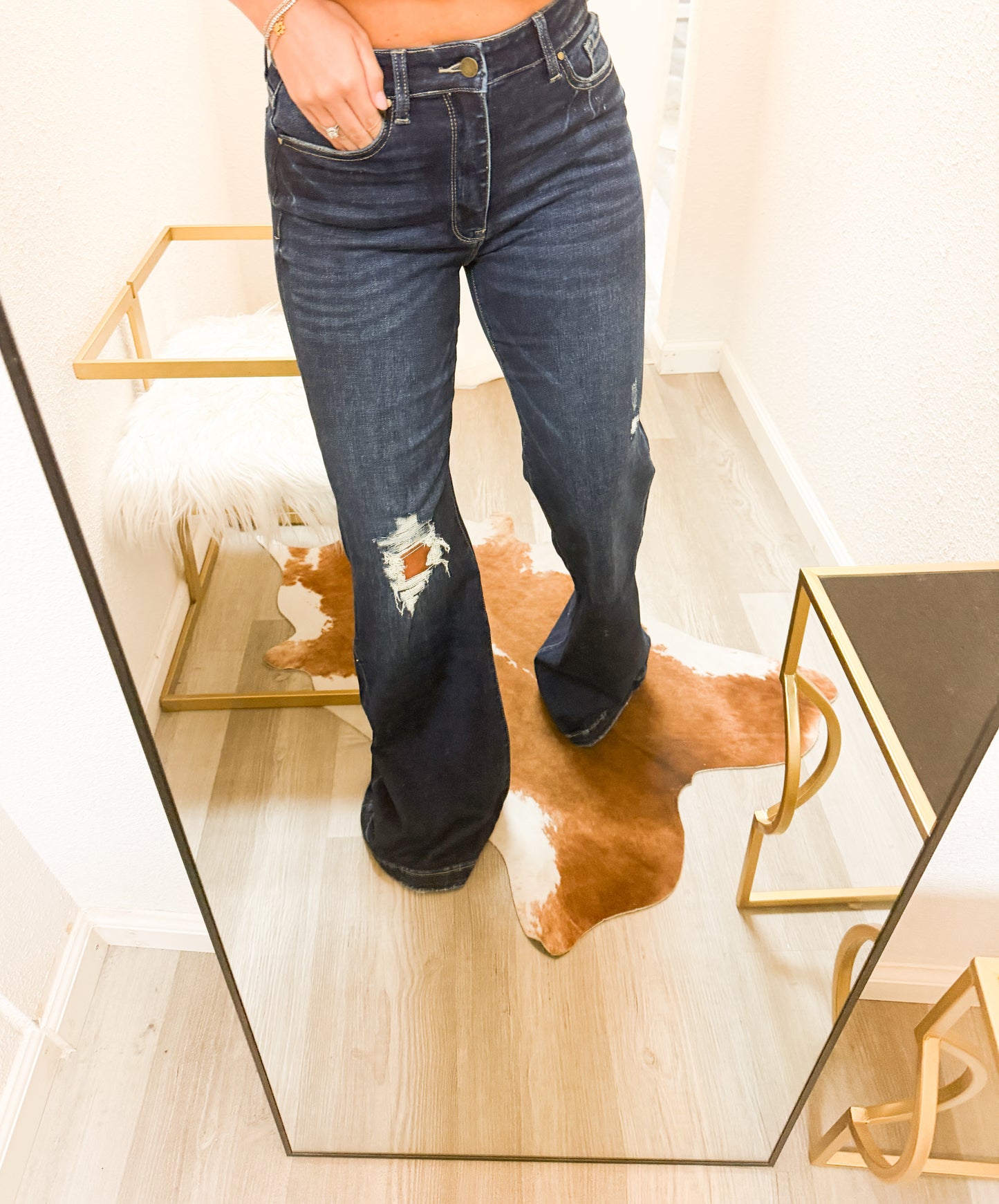 "The Greta" Dark Wash Fit and Flare Denim Jean