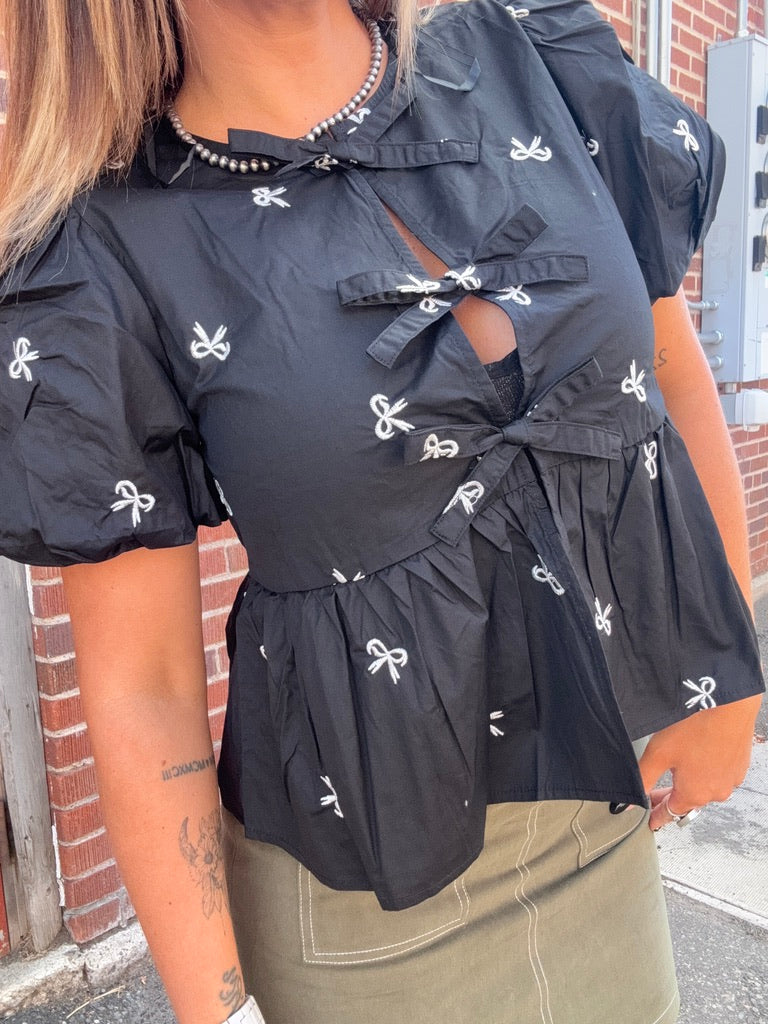 Baylee Bow Top- Black