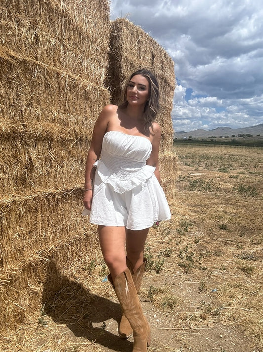 Ralstyn Strapless Romper- White