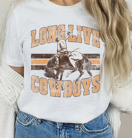 Long Live Cowboys Graphic Tee- White