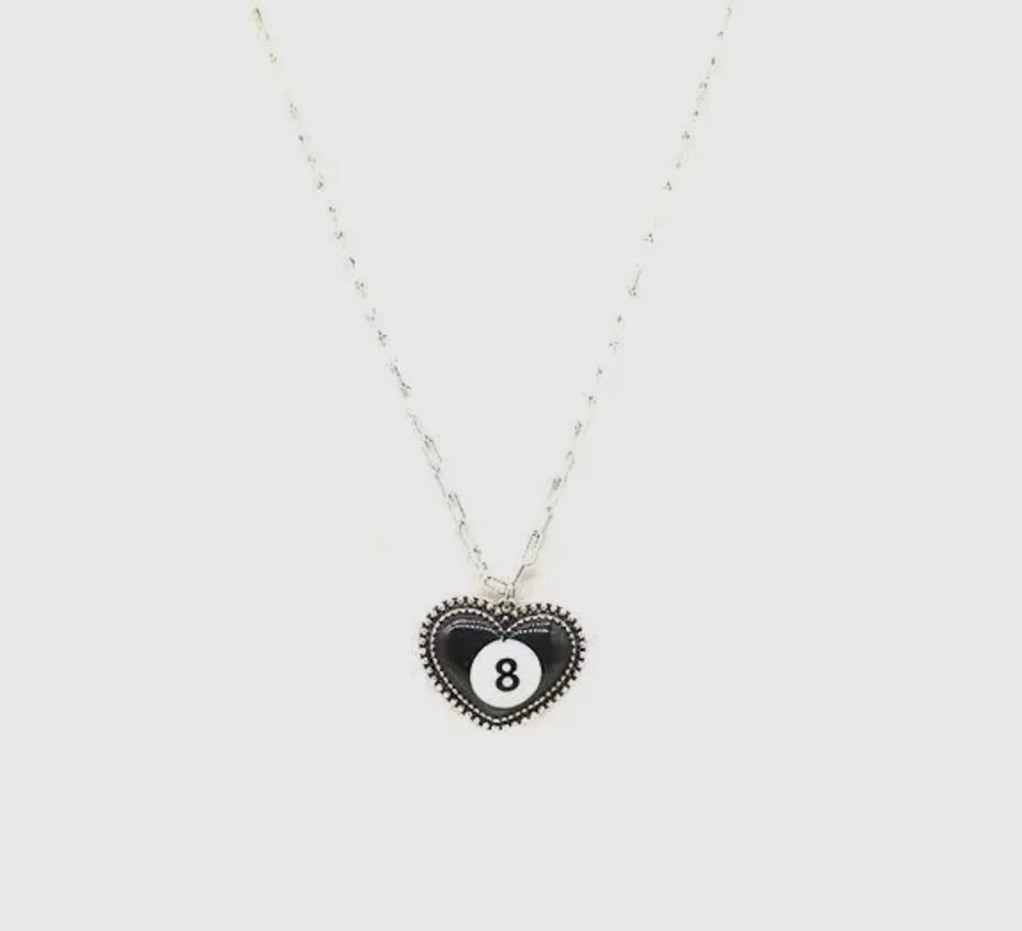 Western Eight Ball Heart Necklace