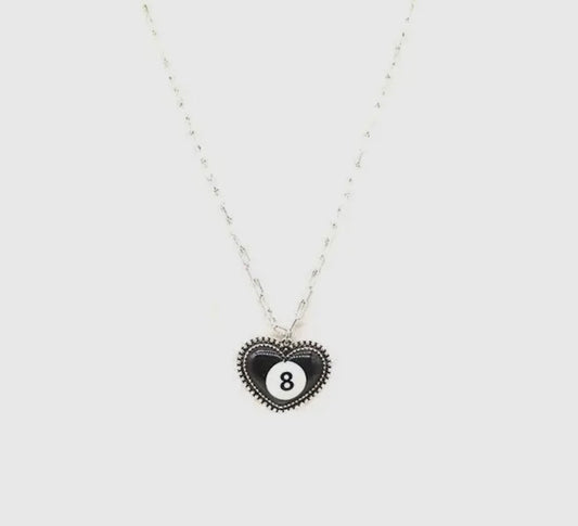 Western Eight Ball Heart Necklace