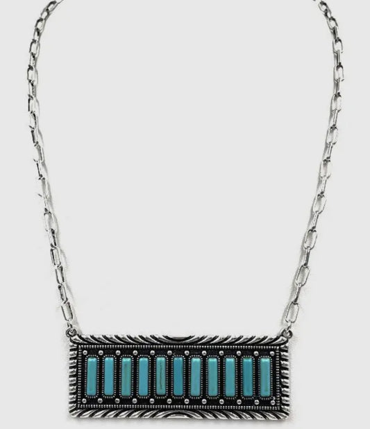 Turquoise Babe Bar Necklace