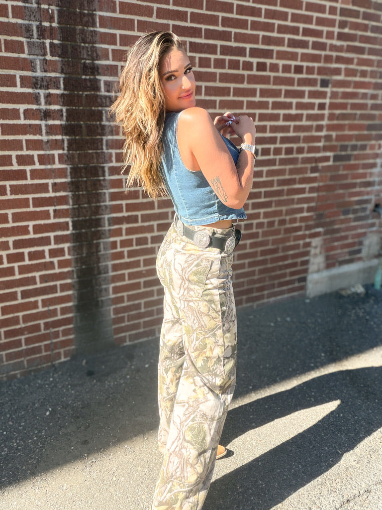 Cutie Camo Wide Leg Denim Jean