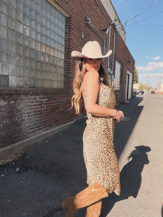 On the Prowl Leopard Silk Slip Dress