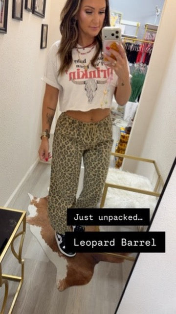On the Prowl Leopard Denim Barrel Jeans