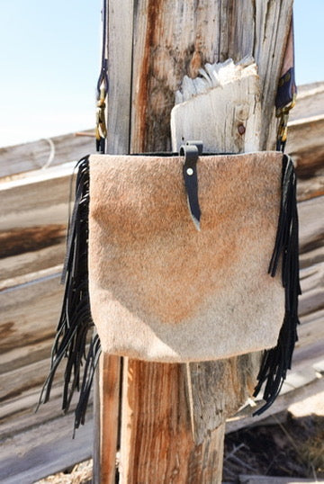 Yellowstone Backcountry Crossbody- Hair on Hide/ Fringe