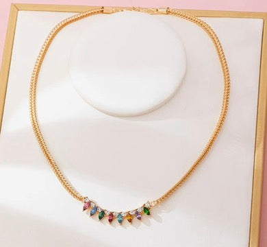Dripping in Style Rainbow Marquise Necklace
