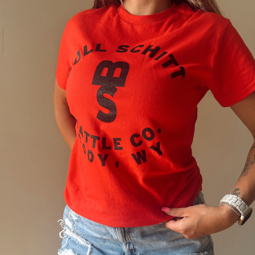 Bull Schitt Cattle Co. Tee Shirt- Roping Red