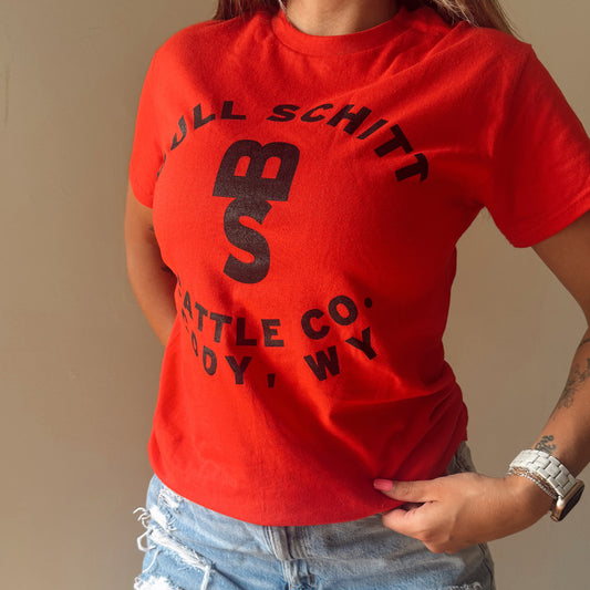 Bull Schitt Cattle Co. Tee Shirt- Roping Red