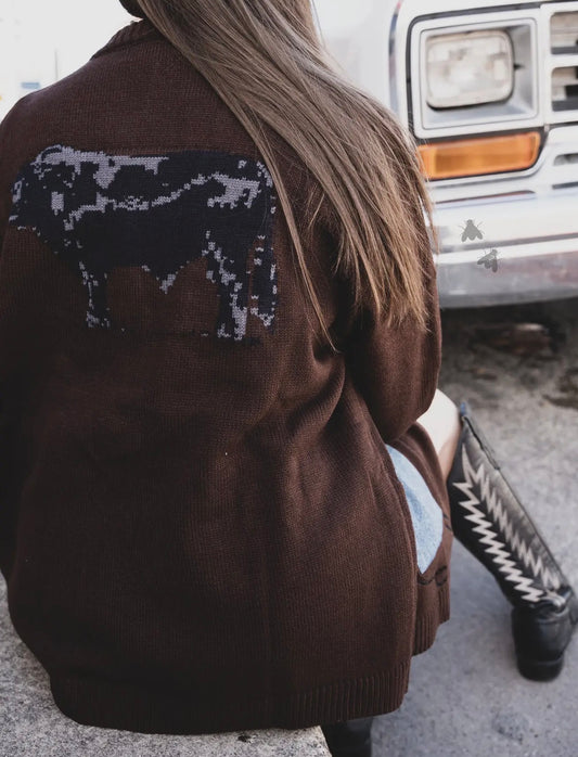 Cattle Babe Angus Cardigan- Brown