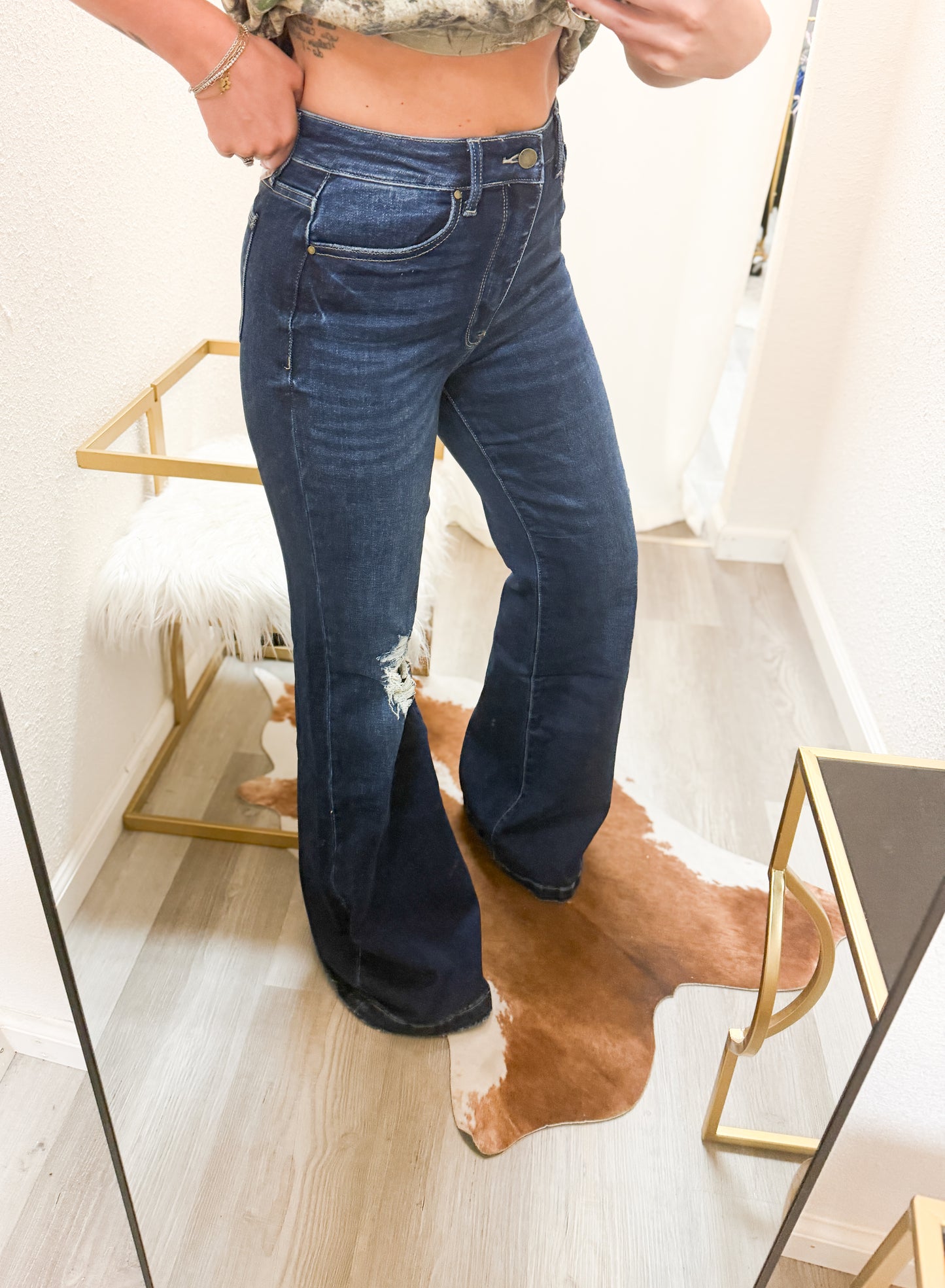 "The Greta" Dark Wash Fit and Flare Denim Jean
