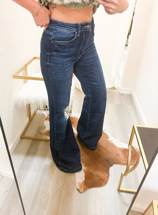 "The Greta" Dark Wash Fit and Flare Denim Jean
