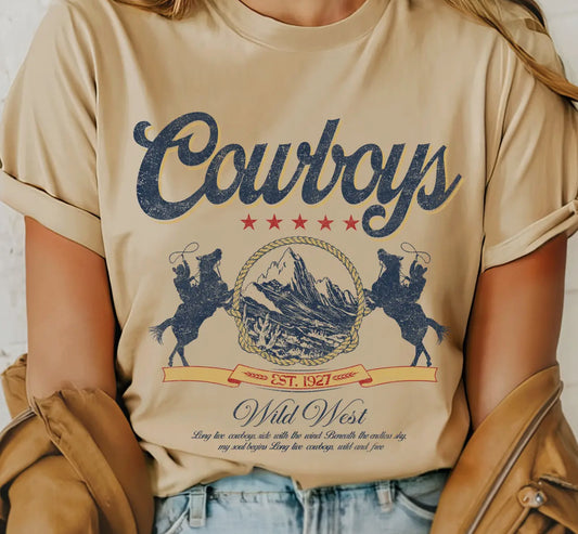Cowboy Wild West Graphic Tee- Dusty Tan