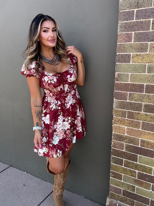 Jaxx Merlot Floral Dress