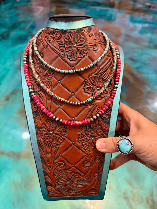 Turquoise & Pink Dahlia Necklace- Pick Your Favorite