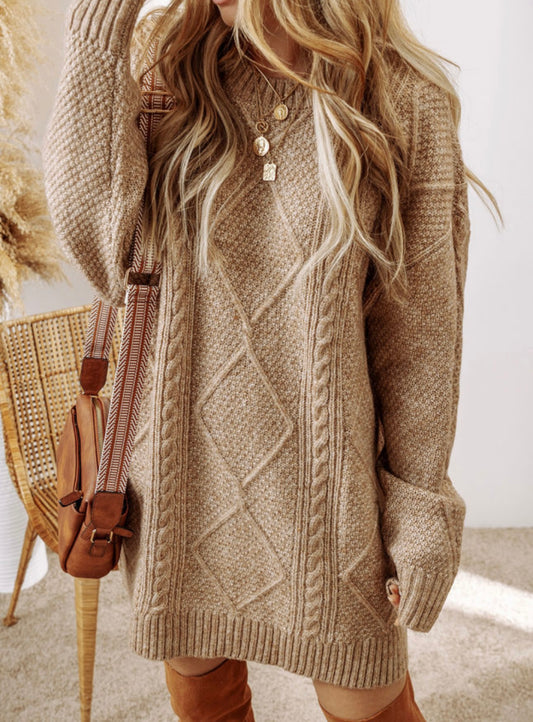 Wintergreen Knit Sweater Dress- Parchment Paper