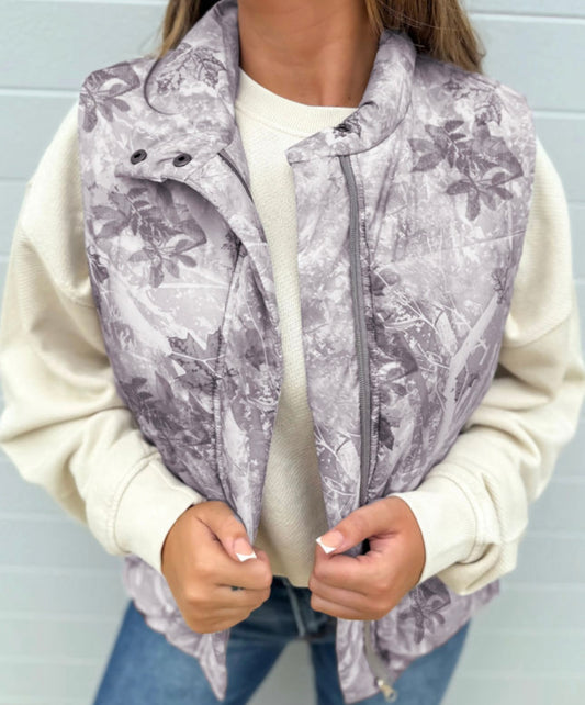 Caylee Camo Puff Vest- Pre Order
