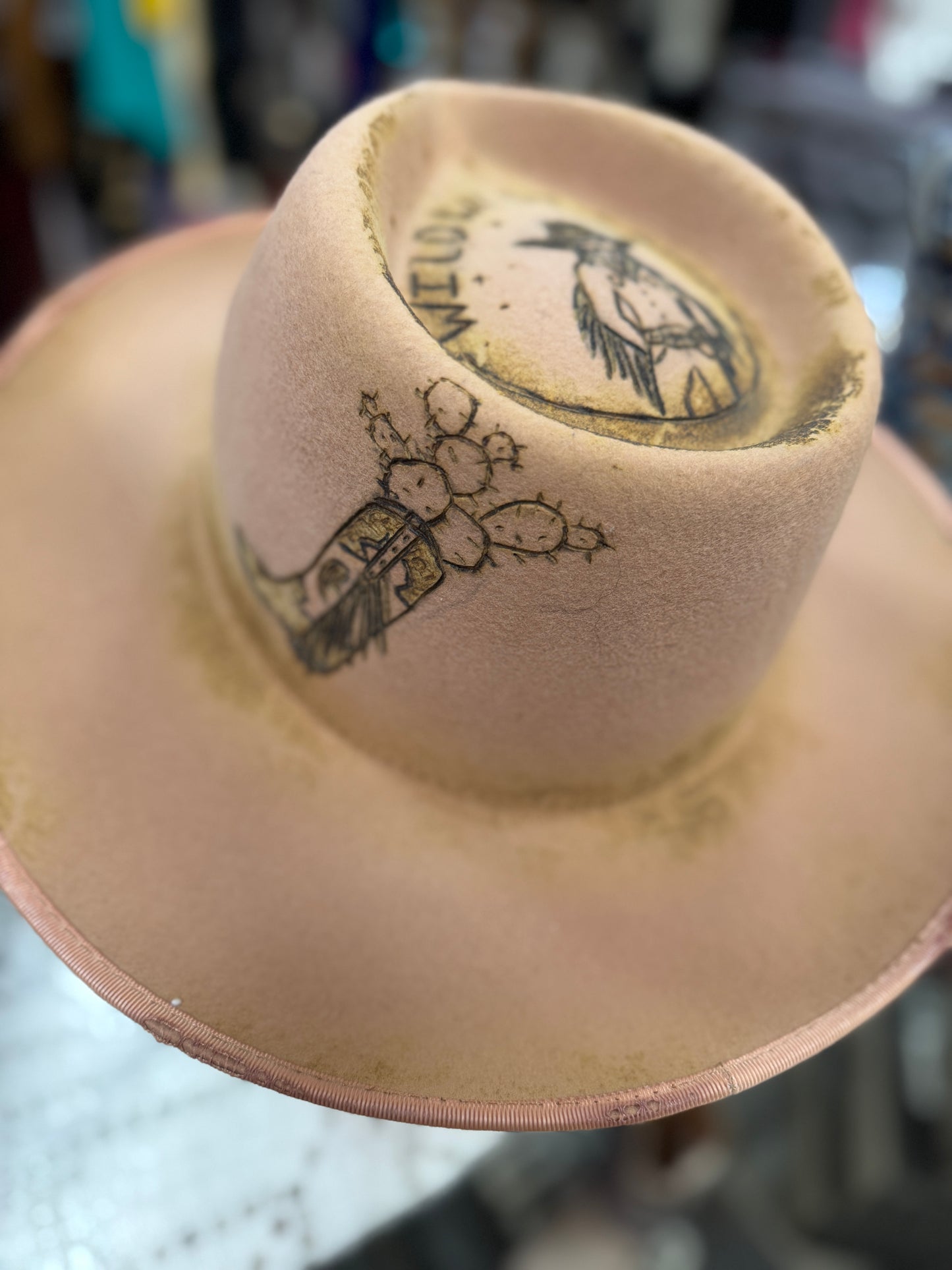 Wild West Burned Custom Hat