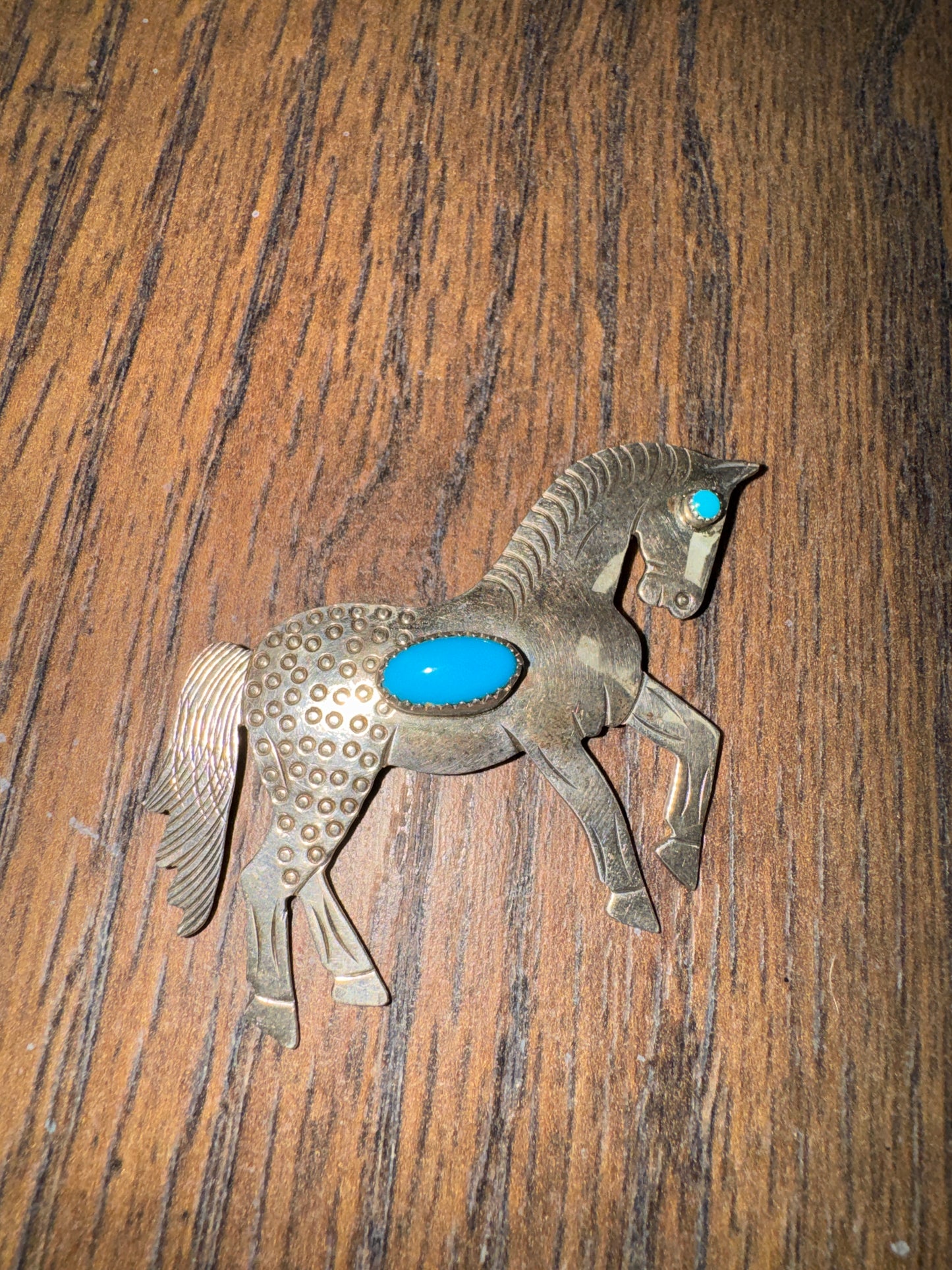 Authentic Turquoise Horse Pin Brooch / FY Frank Yazzi- Zuni