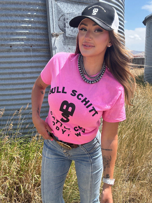 Bull Schitt Cattle Co. Tee Shirt- PB Pink