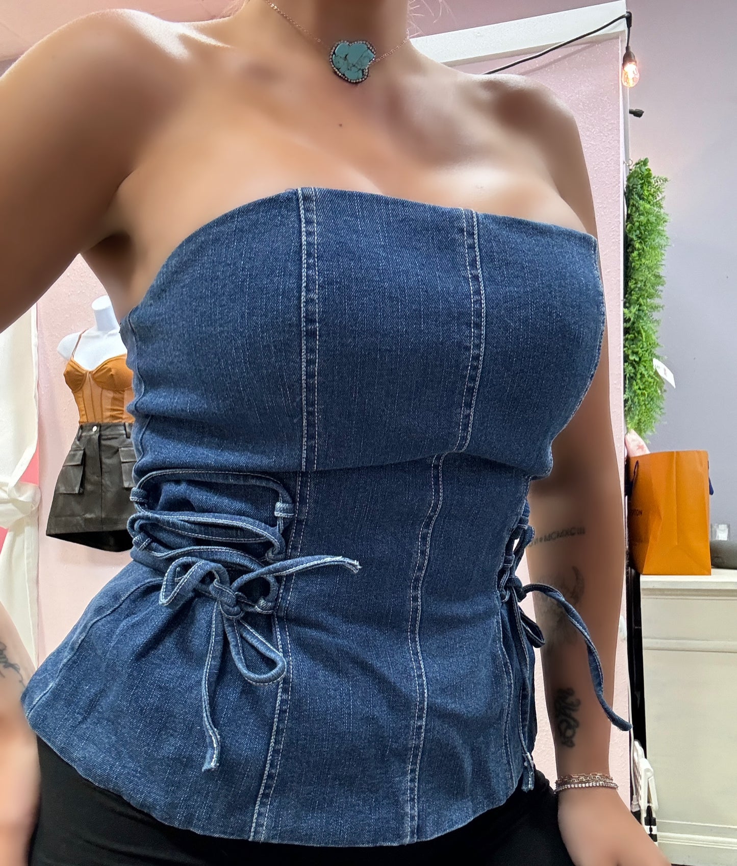 Denim Envy Lace Up Corset