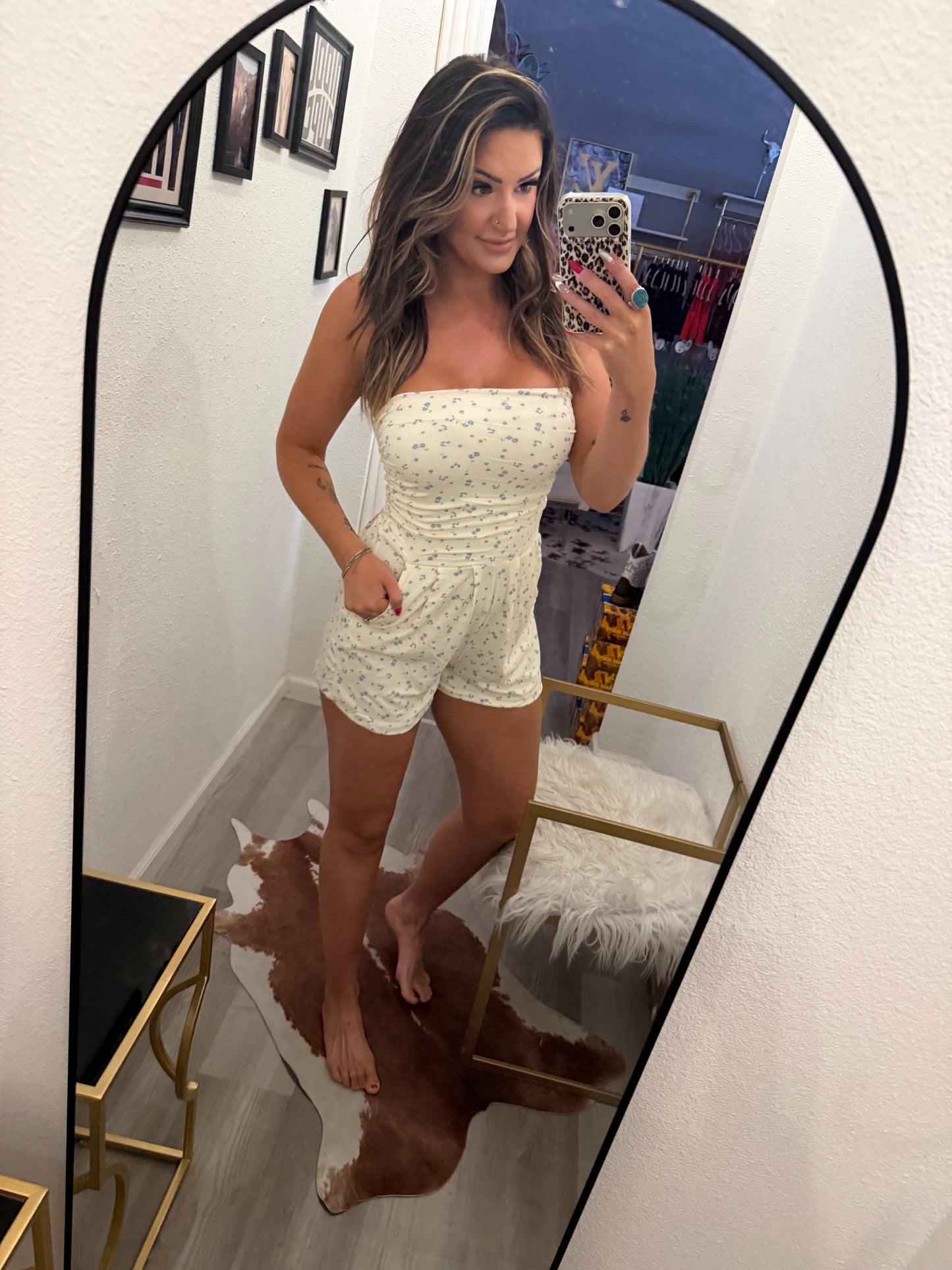 Sundance Summer Tube Romper - Blue Bonnet Floral